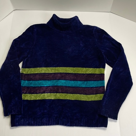 Retro Nina Charles Kasper Chenille Color Block Cozy Turtleneck Sweater - Picture 8 of 8